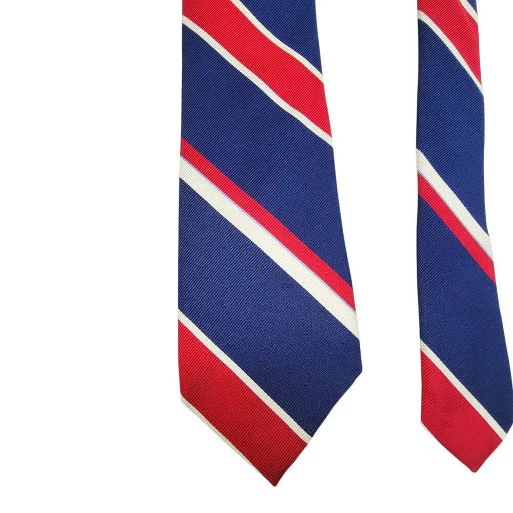 NWT Brooks Brothers 346 Mens Silk Necktie Navy Blue Red Repp Stripe USA